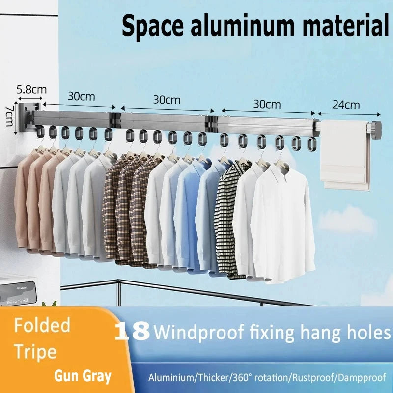 Vegghengt tørkestativ i aluminium